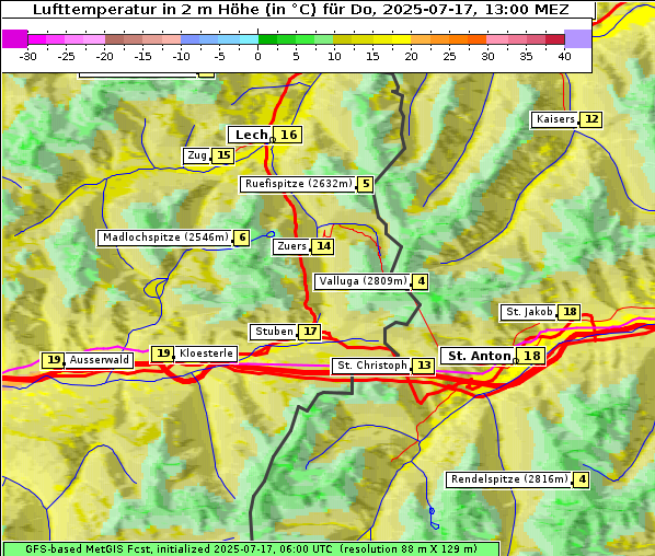 Temperatur, 17. 7. 2025