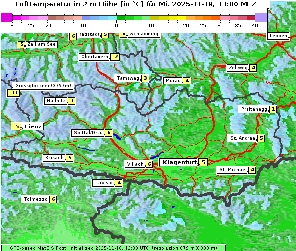 Temperatur, 19. 11. 2025