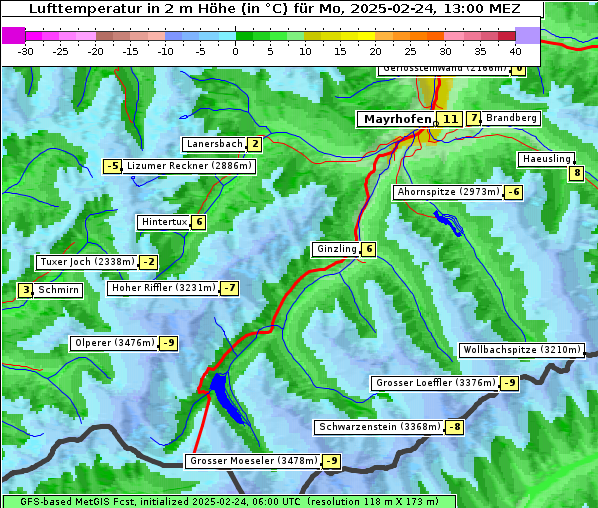 Temperatur, 24. 2. 2025