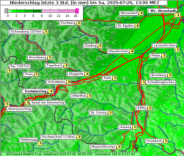 Niederschlag, 26. 7. 2025