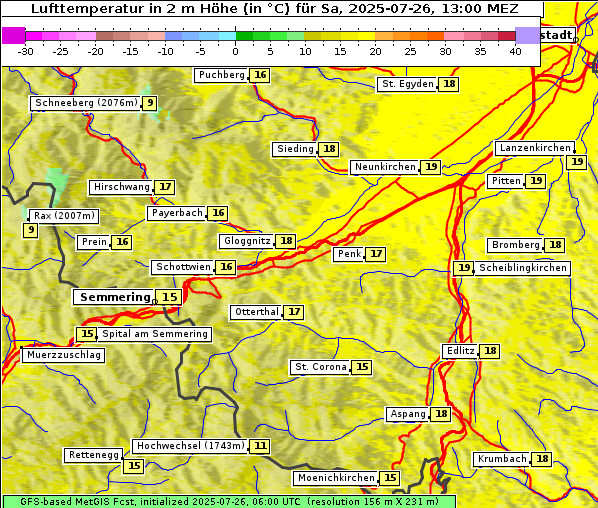Temperatur, 26. 7. 2025