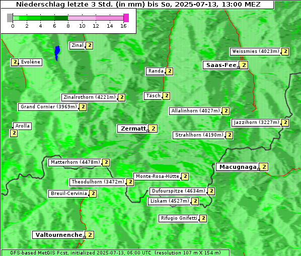 Niederschlag, 13. 7. 2025