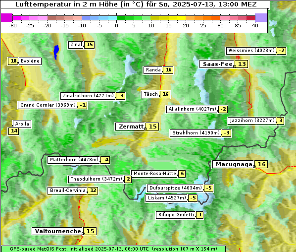 Temperatur, 13. 7. 2025