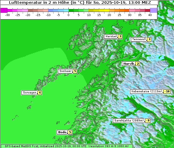 Temperatur, 19. 10. 2025
