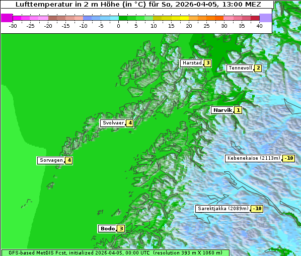 Temperatur, 5. 4. 2026