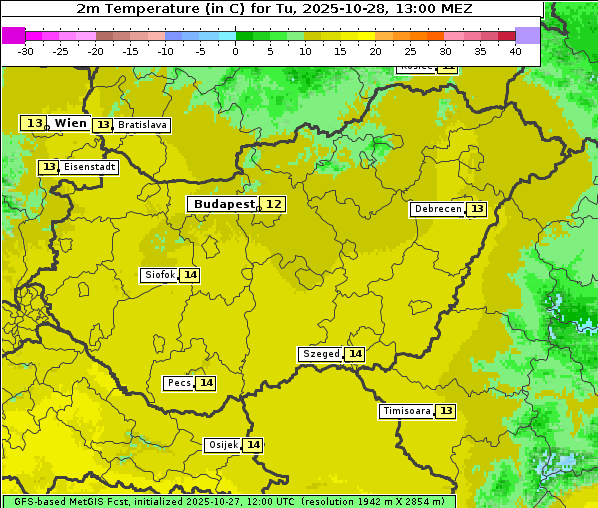 Temperatur, 28. 10. 2025