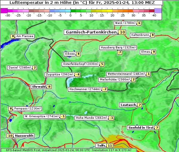 Temperatur, 24. 1. 2025