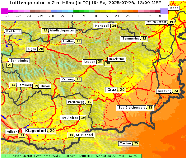 Temperatur, 26. 7. 2025