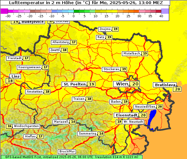 Temperatur, 26. 5. 2025