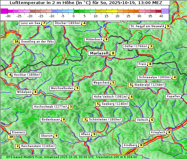 Temperatur, 19. 10. 2025
