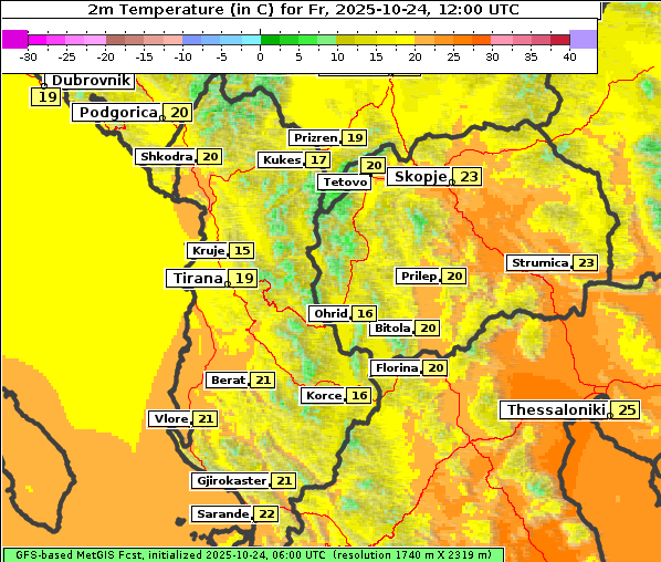 Temperatur, 24. 10. 2025