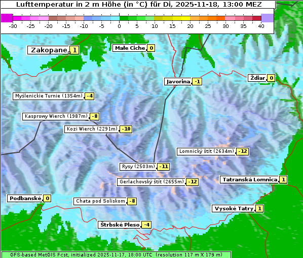 Temperatur, 18. 11. 2025