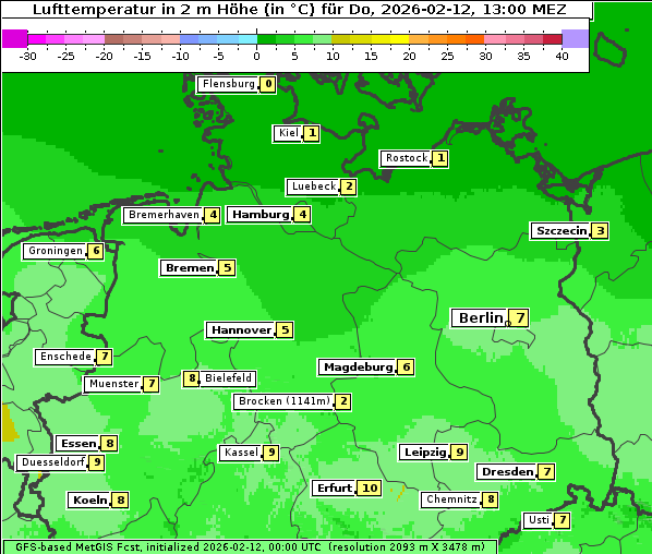 Temperatur, 12. 2. 2026