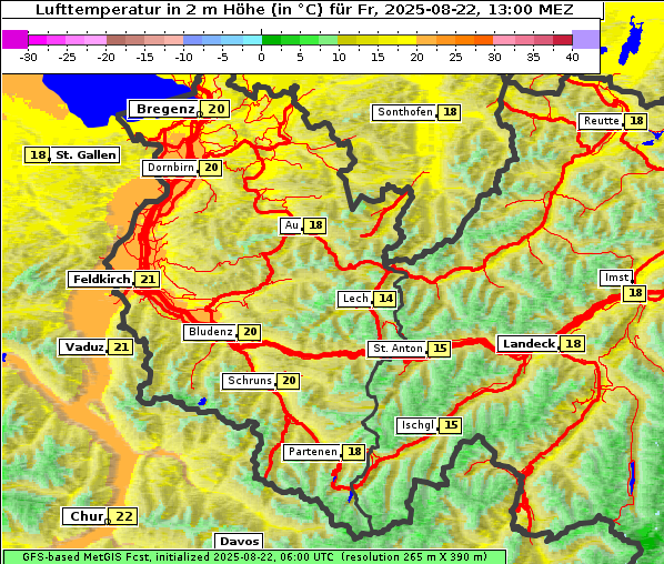 Temperatur, 22. 8. 2025