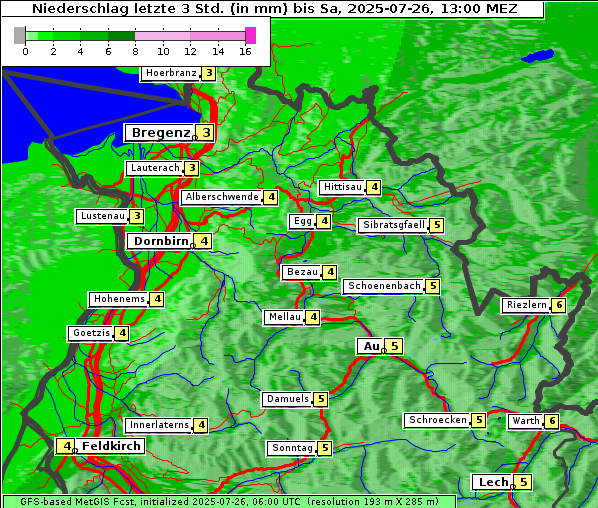 Niederschlag, 26. 7. 2025
