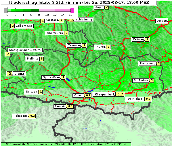 Niederschlag, 17. 8. 2025