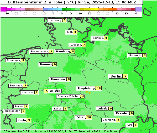 Temperatur, 13. 12. 2025