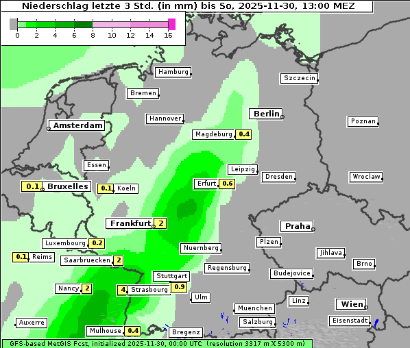 Niederschlag, 30. 11. 2025