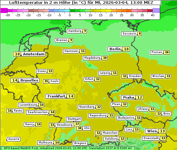 Temperatur, 4. 3. 2026