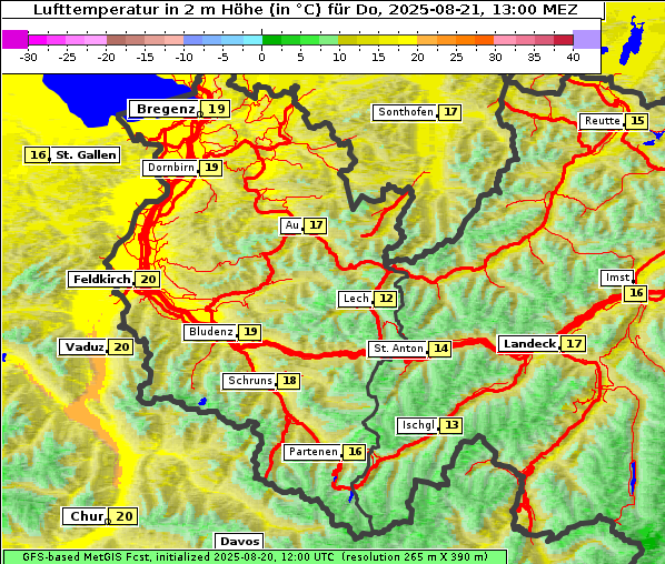 Temperatur, 21. 8. 2025