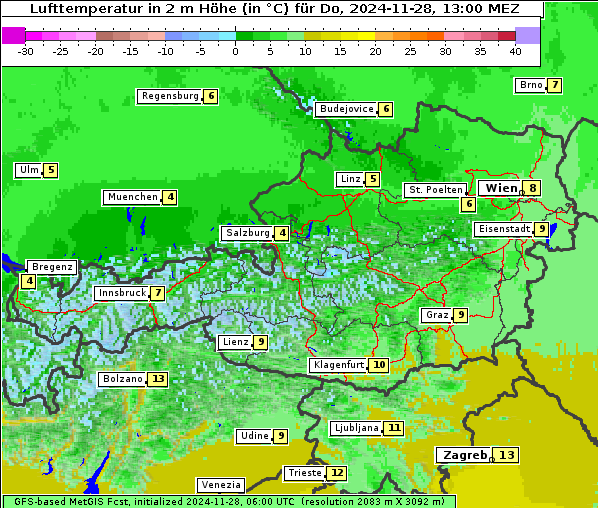 Temperatur, 28. 11. 2024