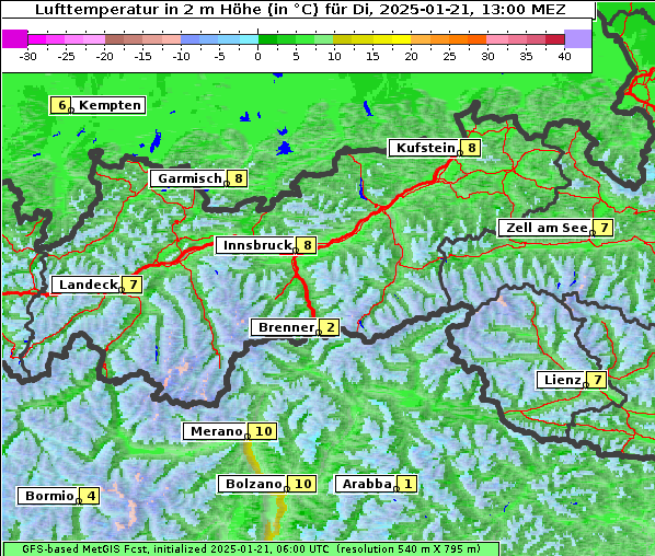 Temperatur, 21. 1. 2025