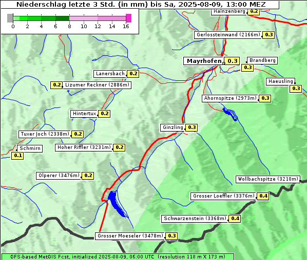 Niederschlag, 9. 8. 2025