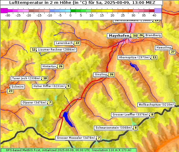 Temperatur, 9. 8. 2025