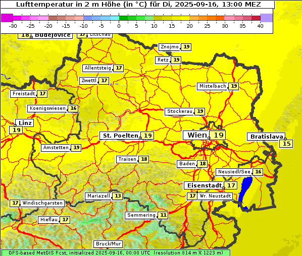 Temperatur, 16. 9. 2025
