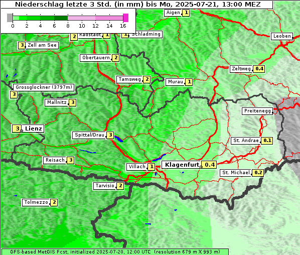 Niederschlag, 21. 7. 2025