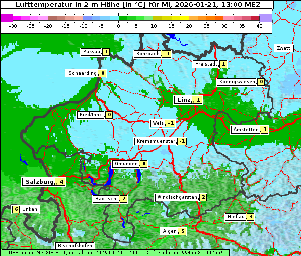 Temperatur, 21. 1. 2026