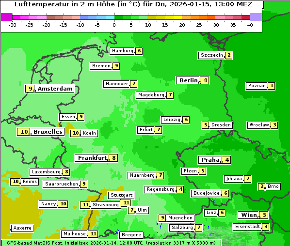 Temperatur, 15. 1. 2026