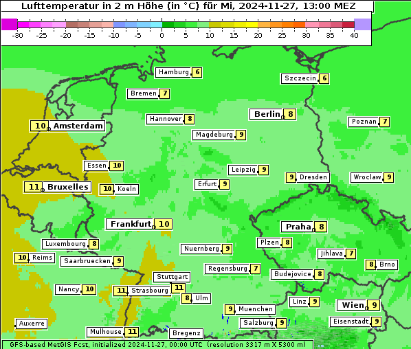 Temperatur, 27. 11. 2024