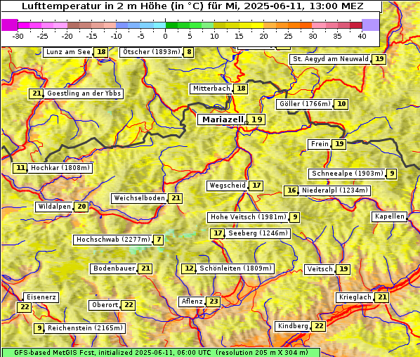 Temperatur, 11. 6. 2025