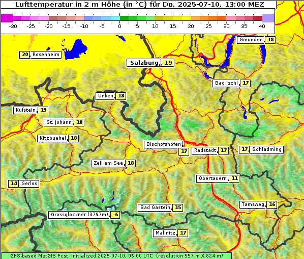 Temperatur, 10. 7. 2025