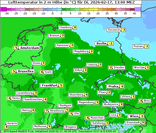 Temperatur, 17. 2. 2026