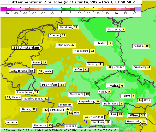 Temperatur, 28. 10. 2025