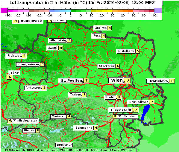 Temperatur, 6. 2. 2026