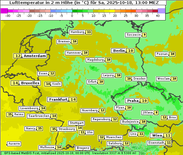Temperatur, 18. 10. 2025