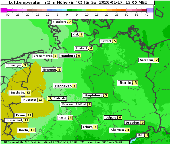 Temperatur, 17. 1. 2026
