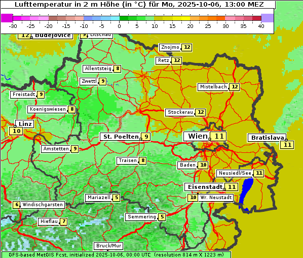 Temperatur, 6. 10. 2025
