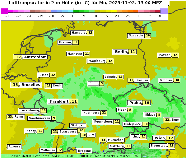 Temperatur, 3. 11. 2025
