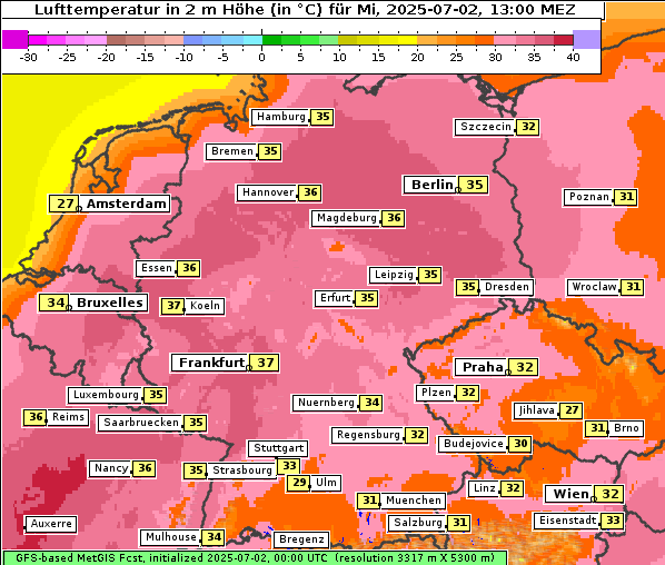 Temperatur, 2. 7. 2025