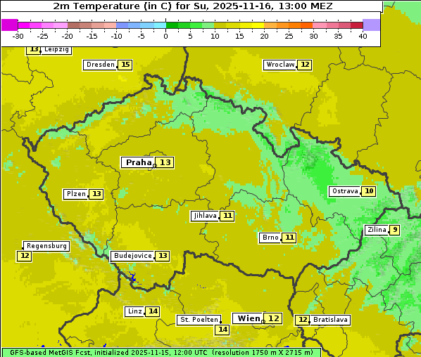 Temperatur, 16. 11. 2025
