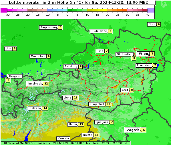 Temperatur, 28. 12. 2024