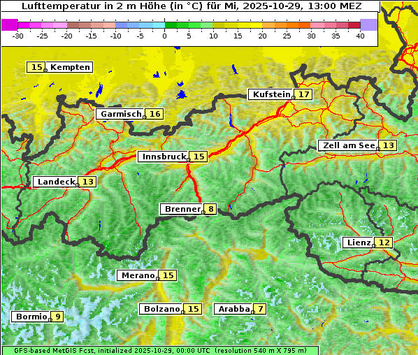 Temperatur, 29. 10. 2025