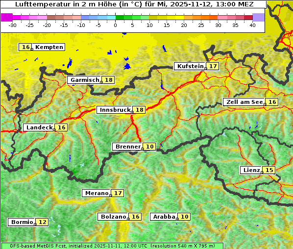 Temperatur, 12. 11. 2025