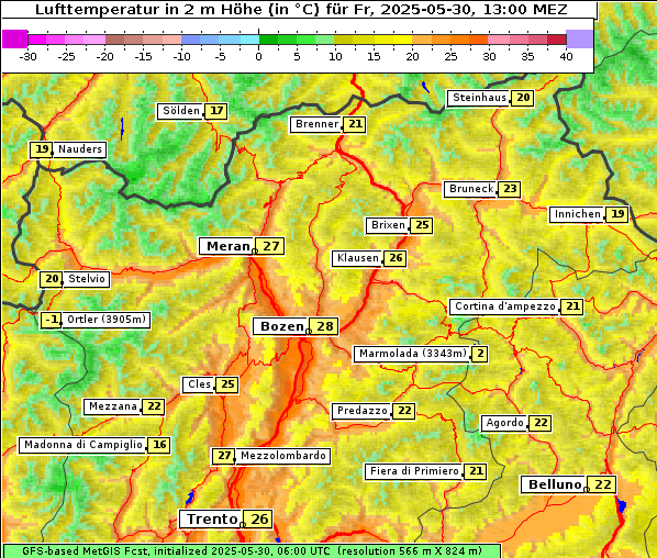 Temperatur, 30. 5. 2025