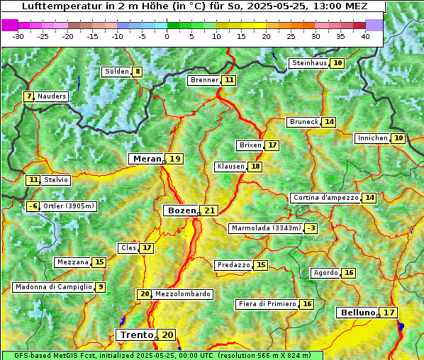 Temperatur, 25. 5. 2025