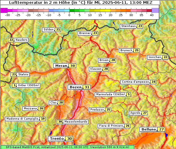 Temperatur, 11. 6. 2025